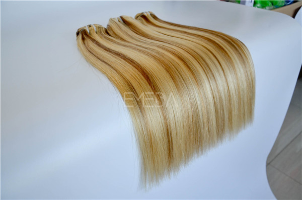 Top grade hot sale P-color double drawn remy human hair weave WJ030